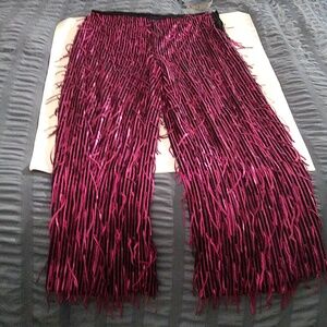 Like new Maeve Anthropologie pink fringed pants size 8P fit like 6